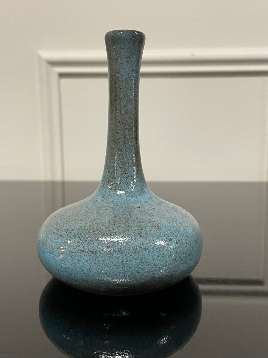 Jacques Et Dani Ruelland - Petit Vase Soliflore Bleu Tourterelle